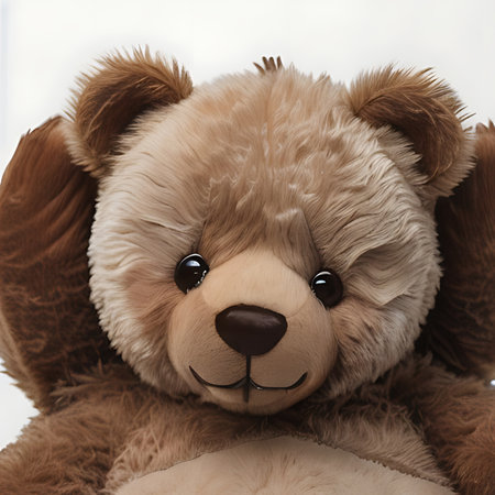 teddy bear on a white background, close-up, selective focusの素材