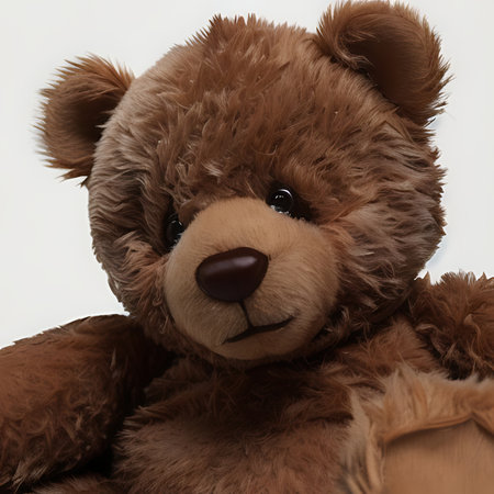 Cute brown teddy bear on white background, close-upの素材