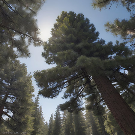 Pine trees in the national park, California, United States.の素材