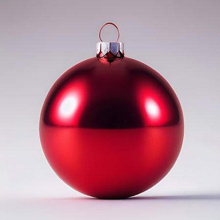Red Christmas ball on a white background. 3D rendering. Mock up.の素材