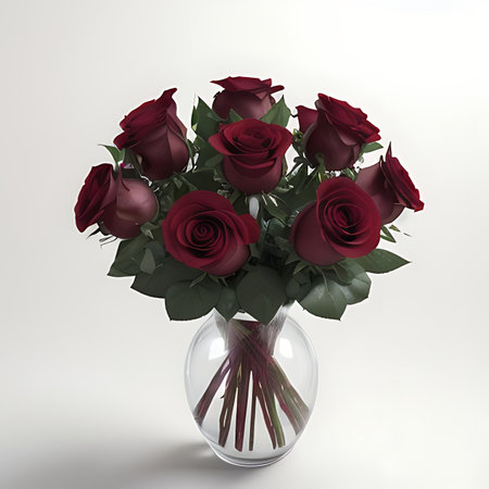 Bouquet of red roses in a vase on a white backgroundの素材