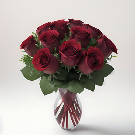 Bouquet of red roses in a vase. 3d renderingの素材