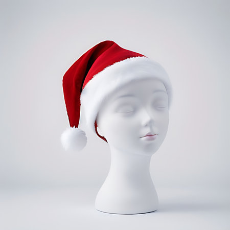 White mannequin head with christmas hat. 3d renderingの素材