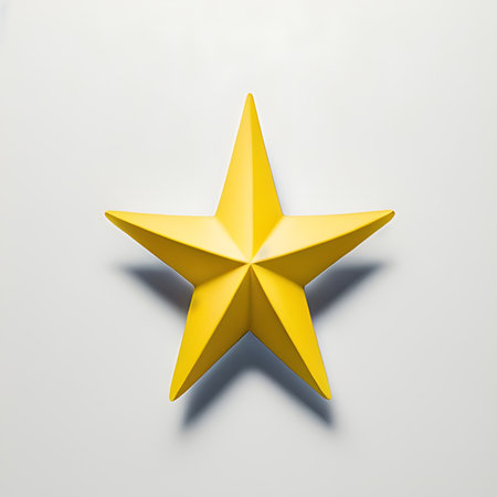 Golden star on a white background. 3d rendering, 3d illustration.の素材