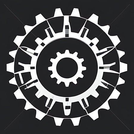 3d illustration of gear wheel over black background. 3d renderingの素材