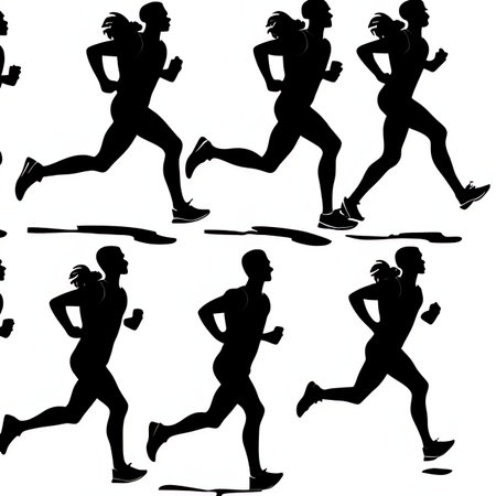 Set of running people silhouettes. Vector illustration for your design.の素材