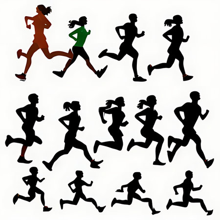 Set of silhouettes of running people. Vector illustration. Eps 10.の素材
