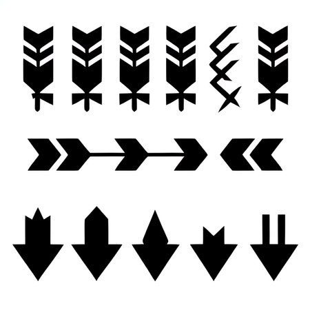 set of black arrows on white background, vector illustration, eps10の素材