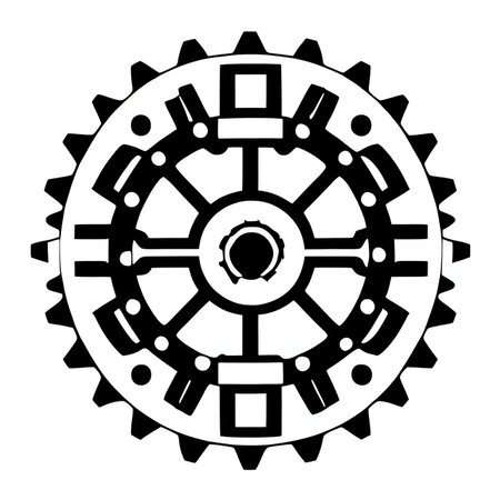 gear wheel icon over white background, vector illustration, monochromeの素材