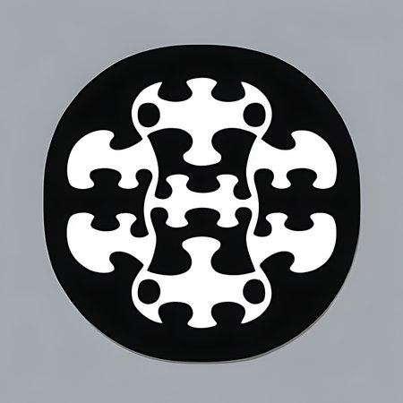 Puzzle black plate isolated on gray background. 3d illustration.の素材