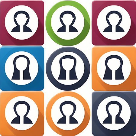 Set of colored icons for users of social networks. Vector illustration.の素材