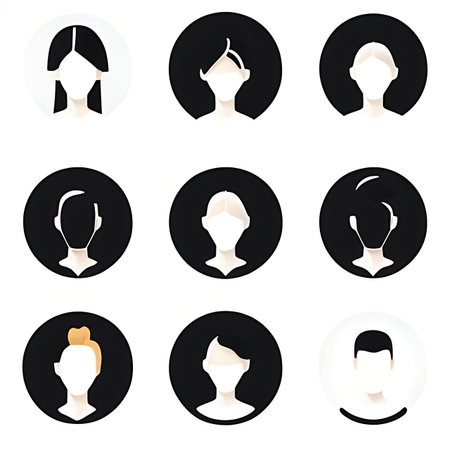 Set of female hairstyles. Silhouette of a woman. Vector illustrationの素材