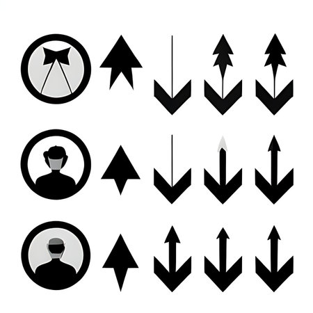 Set of arrow icons. Vector illustration in black on white background.の素材