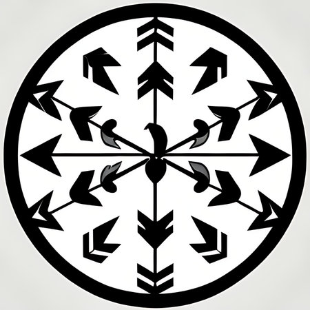 Compass sign with arrows in black and white. Vector illustration.の素材