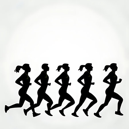 Silhouette of a group of running people. Vector illustration.の素材