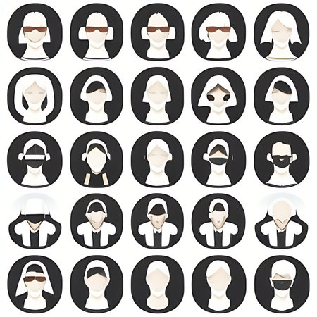 Mannequin avatar icons set. Flat illustration of 25 mannequin avatar icons for webの素材