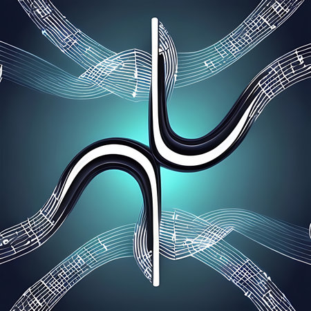 abstract music notes on a blue background, vector art illustration.の素材