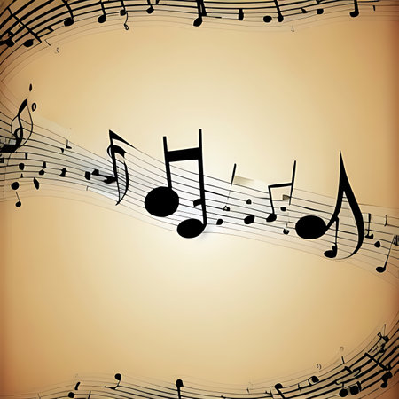 Musical notes on vintage background. Vector illustration. Eps 10.の素材