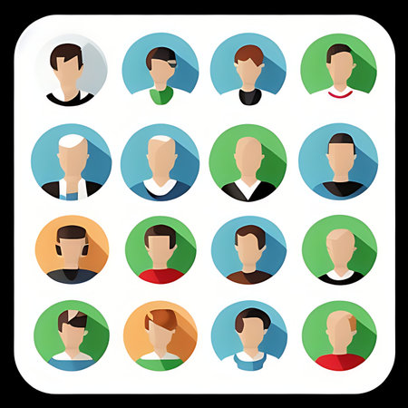 Set of male avatars in flat design style. Vector illustration.の素材