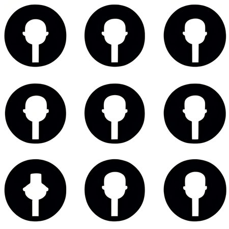Set of black and white vector icons for voice recognition on white backgroundの素材
