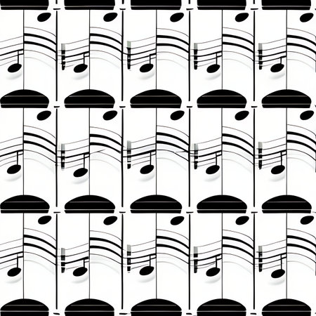 Seamless pattern with musical notes on white background. Vector illustration.の素材