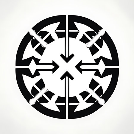 Crossed arrows in the form of a circle on a white backgroundの素材