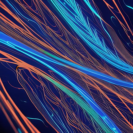 Futuristic technology background. Abstract glowing lines. 3d renderingの素材