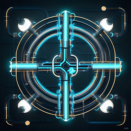 Digital illustration of a crosshair in the shape of a target.の素材