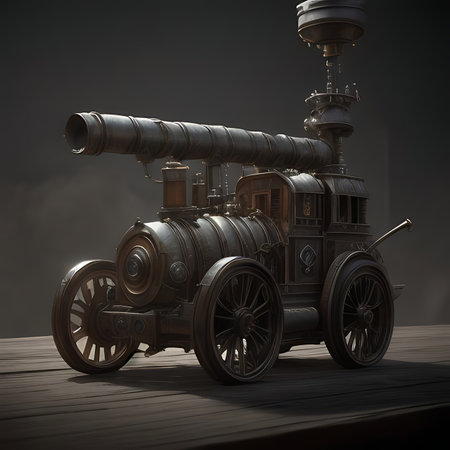 Vintage steam locomotive on a wooden table. 3d renderの素材