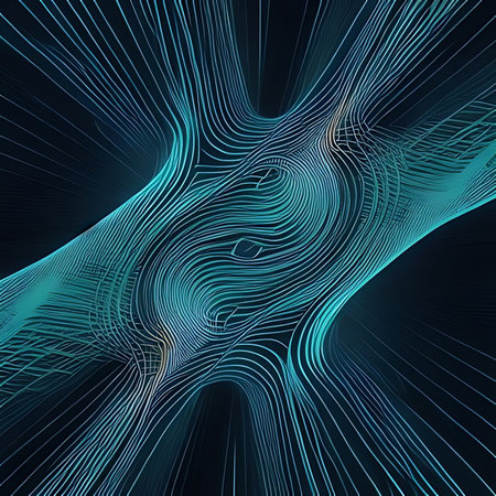 abstract lines on a dark background, computer-generated 3D illustrationの素材