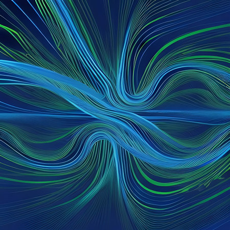 Abstract background with blue and green lines. Vector illustration for your design.の素材