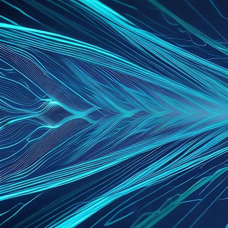 Abstract blue background with lines and waves. 3d rendering, 3d illustration.の素材