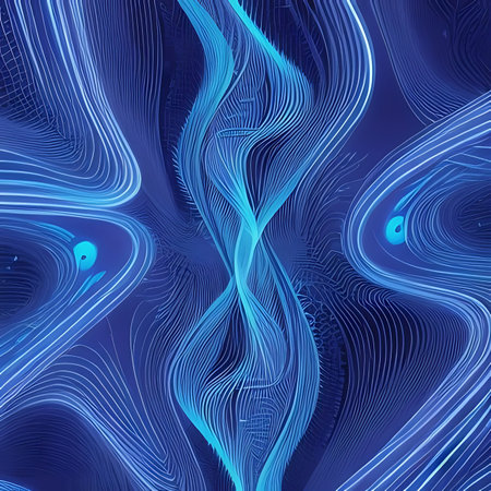 Abstract blue background with wavy lines. 3d rendering, 3d illustration.の素材