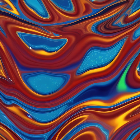 Seamless abstract pattern in blue, orange and yellow tones.の素材