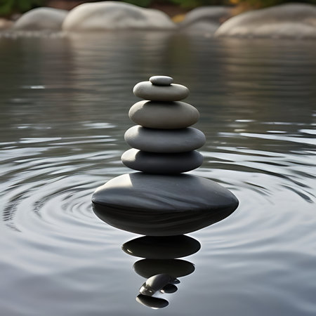 zen stones in the water, zen concept, harmony and balanceの素材