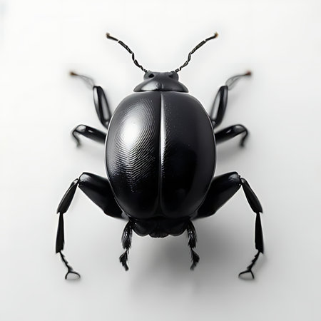 Black beetle isolated on white background. Close-up. Macro.の素材
