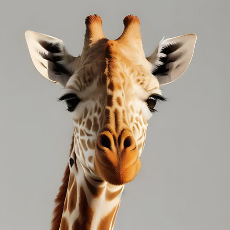 Portrait of a giraffe on a gray background. 3d renderingの素材