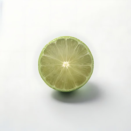 lime slice on a white background. 3d rendering, 3d illustrationの素材