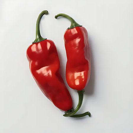 Hot red chili peppers isolated on white background. 3d illustration.の素材