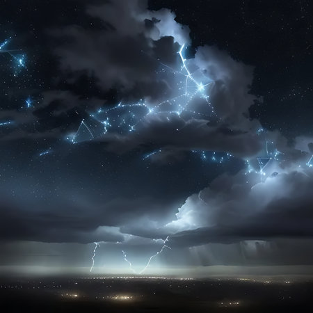 Lightning in the night sky. Elements of this image furnished by NASAの素材