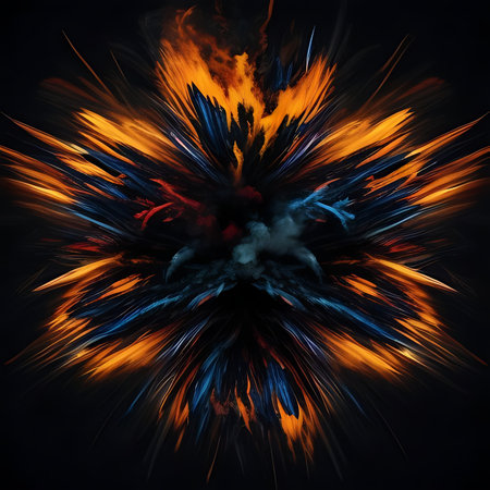 abstract fire explosion on black background - 3D illustration of explosionの素材