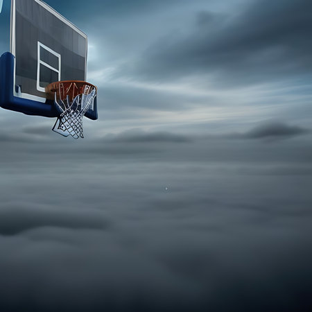 Basketball hoop in the clouds. 3D rendered Illustration.の素材