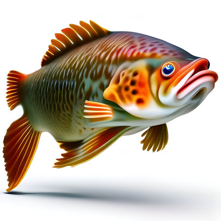 Fish isolated on white background. 3D illustration. Cartoon style.の素材