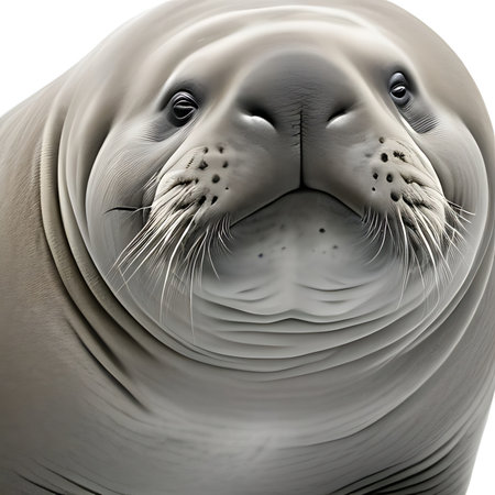 Portrait of a sea lion on a white background. 3d renderの素材