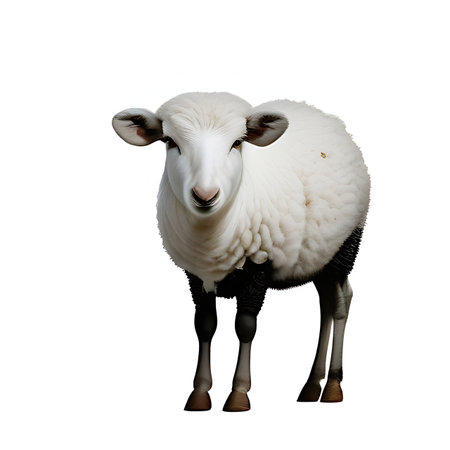 Sheep isolated on a white background. 3d render with clipping pathの素材