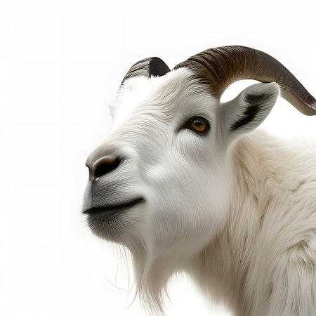 Portrait of a goat on a white background. 3D renderingの素材