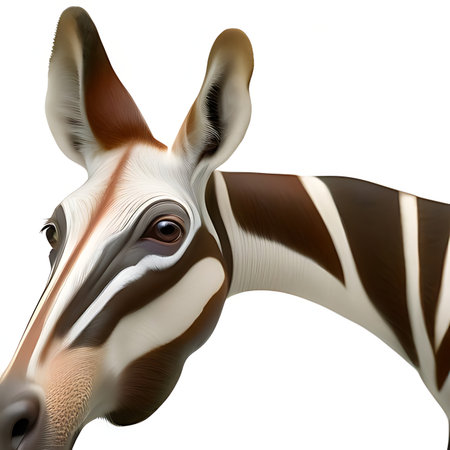 3D rendering of a giraffe head isolated on white background.の素材