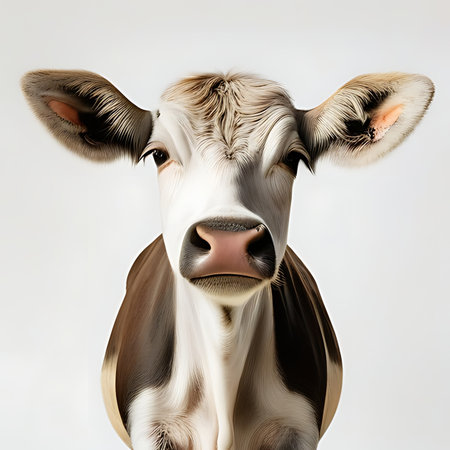 Cow head isolated on a white background. 3d rendering, 3d illustration.の素材