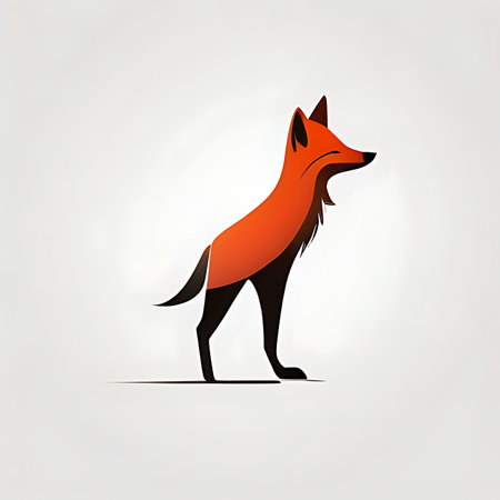 Red fox logo. Vector illustration of a red fox silhouette on white background.の素材