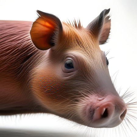 Portrait of a cute little pig on a white background, 3D renderingの素材
